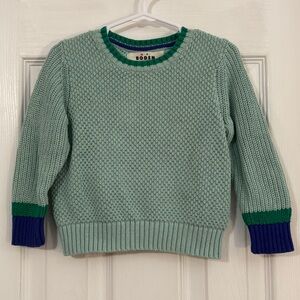 Mini Boden Baby Unisex Seafoam Knit Sweater with Green and Blue Trim